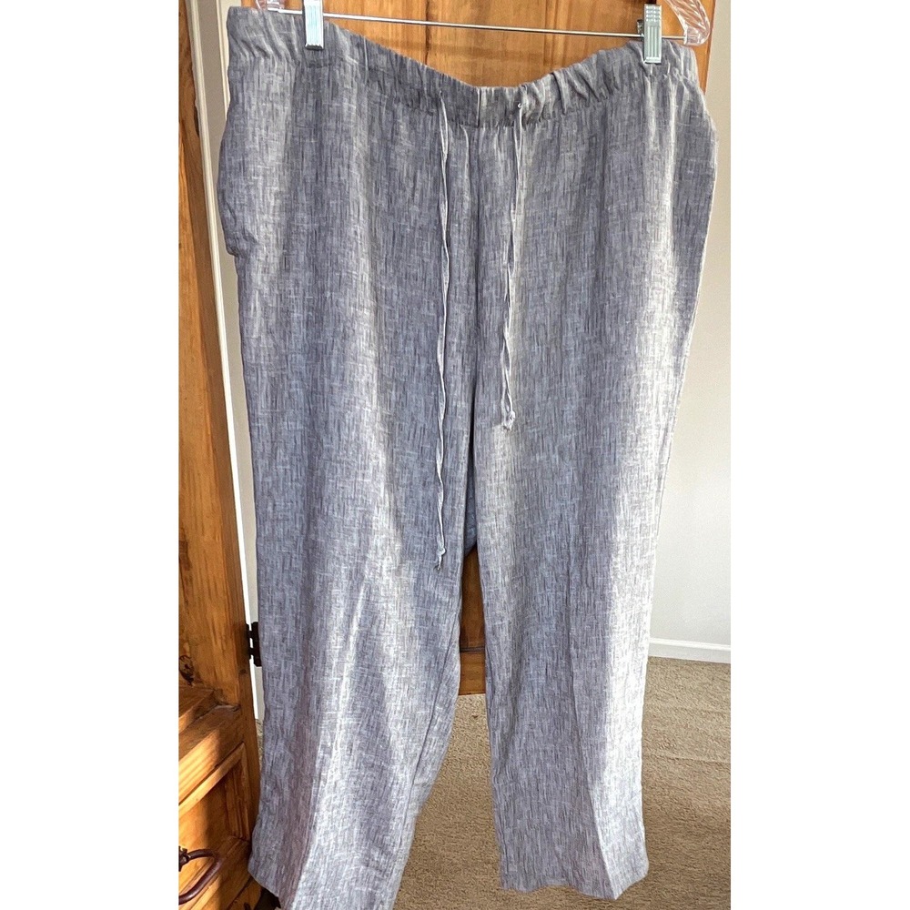 Joie Grey Melange Drawstring Elastic Waist Straight Leg Pants Size 1X